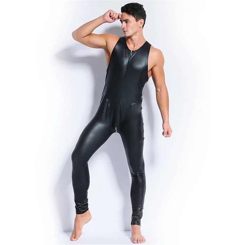 Zdjęcie produktu z kategorii odzieży erotycznej dla mężczyzn - Men Wetlook Leather Latex Catsuit