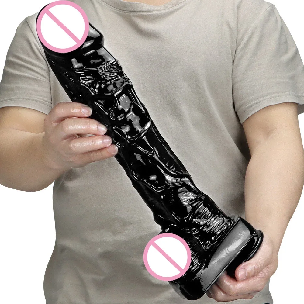 Zdjęcie produktu z kategorii zabawek erotycznych dla gejów - Huge Black Dildo with Suction