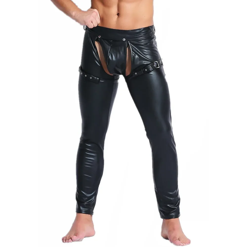 Zdjęcie produktu z kategorii odzieży erotycznej dla mężczyzn - Mens PU Leather Pants Stretchy
