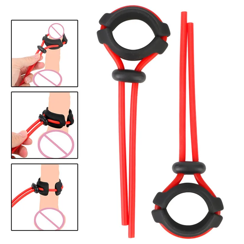 Zdjęcie produktu z kategorii gadżetów BDSM - Silicone Penis Rings Adjustable Rope