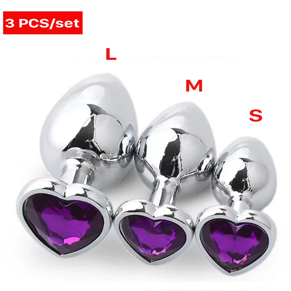 Zdjęcie produktu z kategorii korków analnych - 3 Size Heart Anal Plug